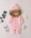 6M-24M Warm Winter Knitted Sweater Hooded Romper Baby